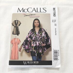 McCall’s M7790 Kimono Pattern L-XXL Uncut Factory Folded